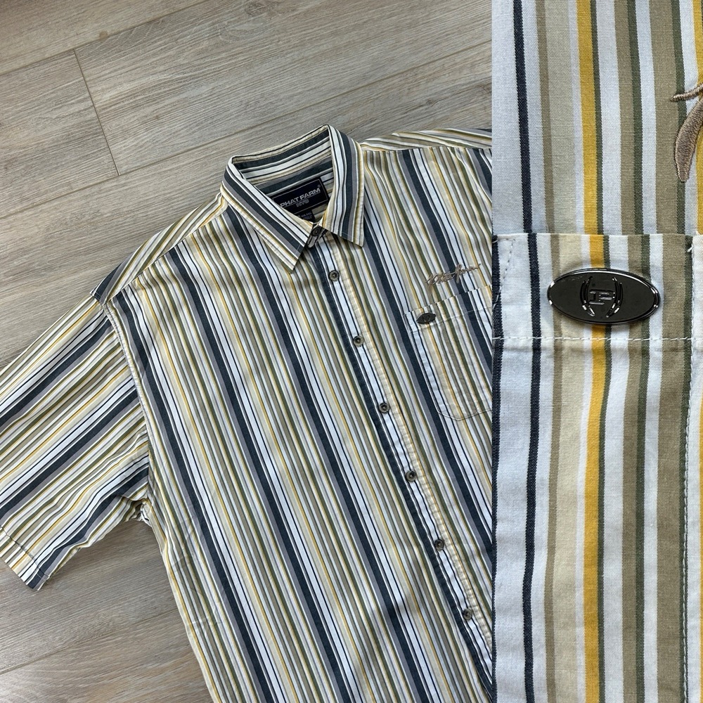 Vintage‎ Y2K Phat Farm Button Up Shirt Size Mens XXL Multicolor 90s Baggy Skate